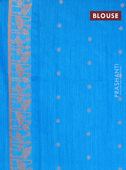Cs Blue Semi Tussar Saree - Butta