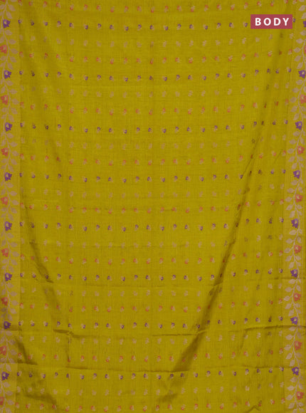 Yellow Semi Tussar Saree - Butta