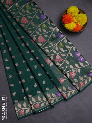 Green Semi Tussar Saree - Butta