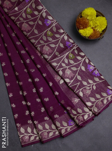 Wine Semi Tussar Saree - Butta