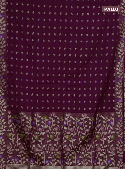 Wine Semi Tussar Saree - Butta