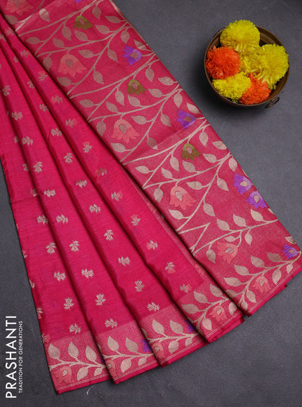 Pink Semi Tussar Saree - Butta