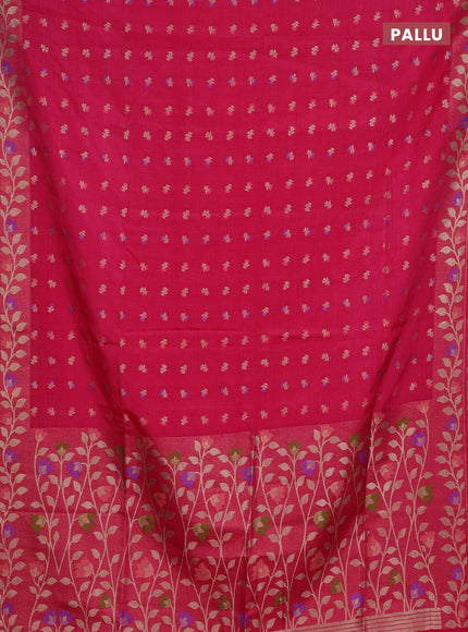 Pink Semi Tussar Saree - Butta