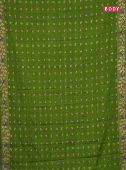 Green Semi Tussar Saree - Butta