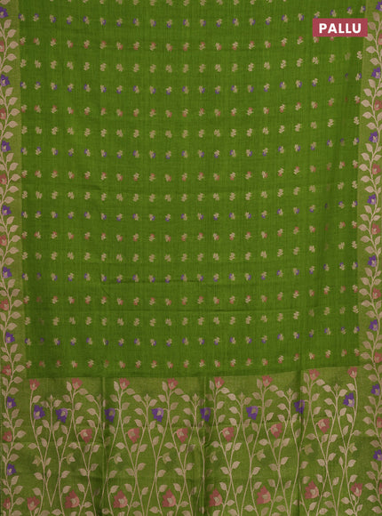 Green Semi Tussar Saree - Butta