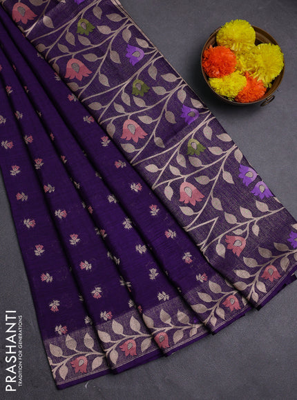 Purple Semi Tussar Saree - Butta