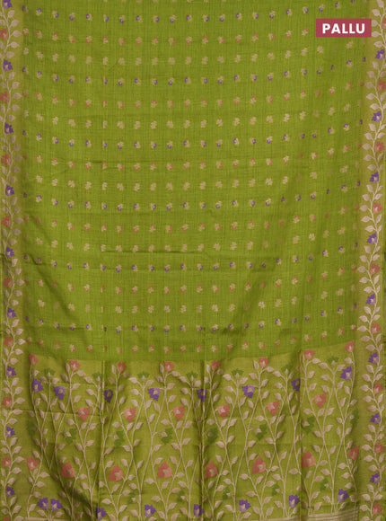 Light Green Semi Tussar Saree - Butta
