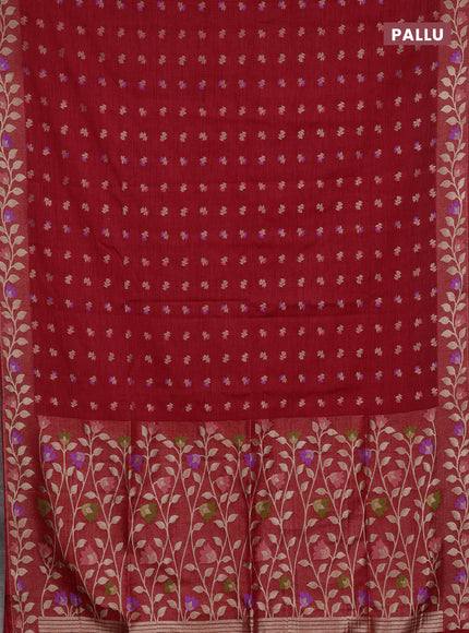 Red Semi Tussar Saree - Butta