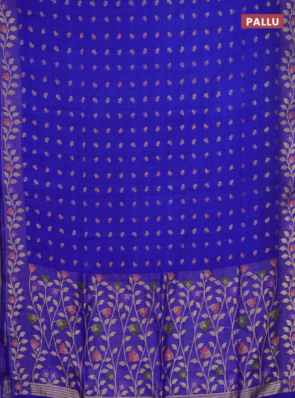 Blue Semi Tussar Saree - Butta