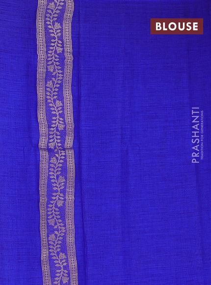 Blue Semi Tussar Saree - Butta