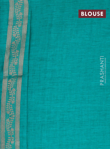 Teal Green Semi Tussar Saree - Butta