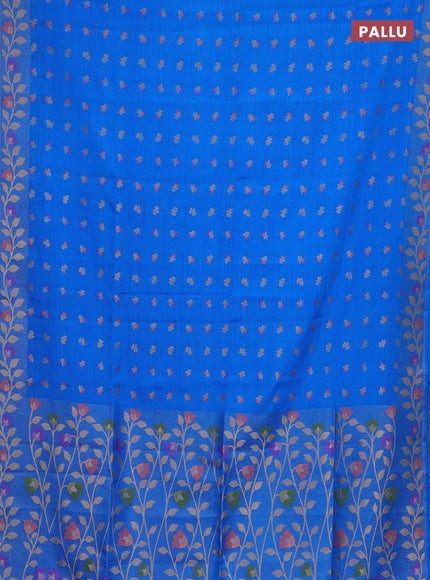 Cs Blue Semi Tussar Saree - Butta