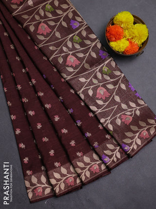 Brown Semi Tussar Saree - Butta