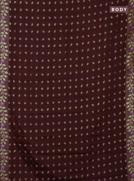 Brown Semi Tussar Saree - Butta