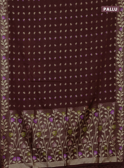 Brown Semi Tussar Saree - Butta