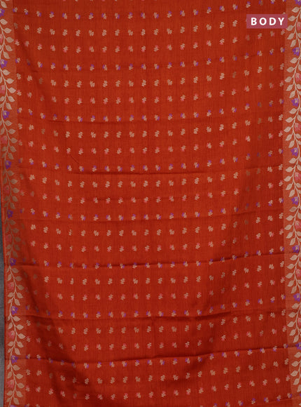 Rustic Orange Semi Tussar Saree - Butta