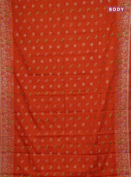 Orange Semi Tussar Saree - Butta