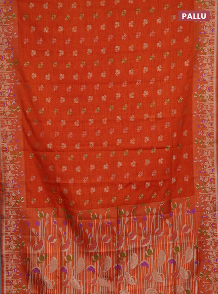 Orange Semi Tussar Saree - Butta