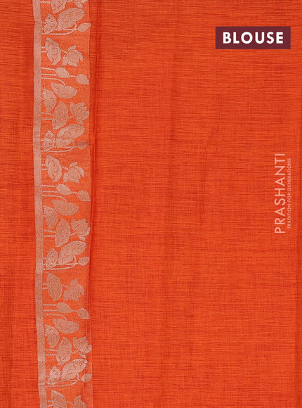 Orange Semi Tussar Saree - Butta