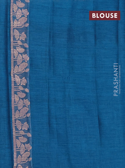 Cs Blue Semi Tussar Saree - Butta