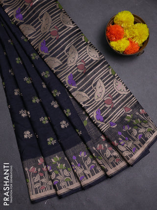Black Semi Tussar Saree - Butta