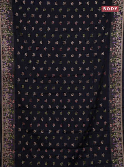 Black Semi Tussar Saree - Butta