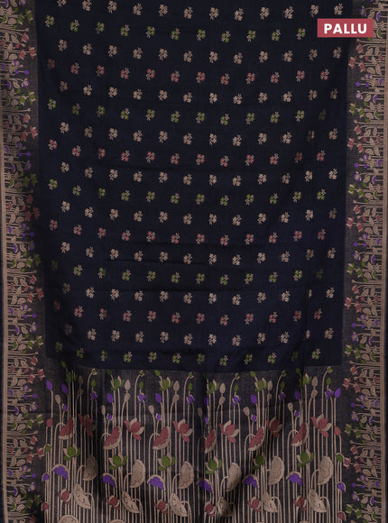 Black Semi Tussar Saree - Butta