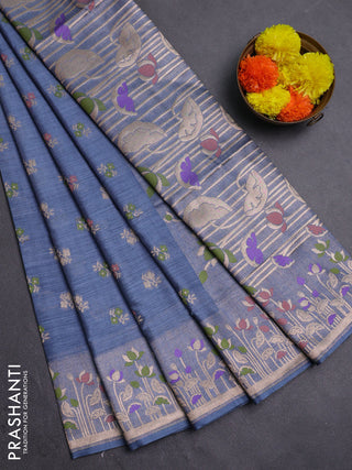 Grey Semi Tussar Saree - Butta