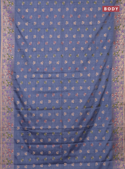 Grey Semi Tussar Saree - Butta