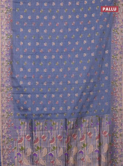 Grey Semi Tussar Saree - Butta