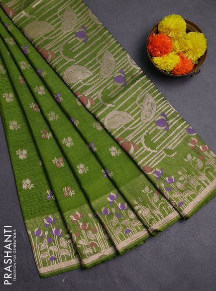 Green Semi Tussar Saree - Butta