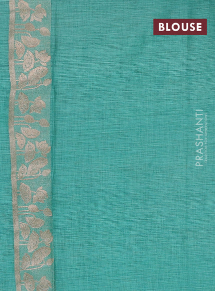 Teal Green Semi Tussar Saree - Butta