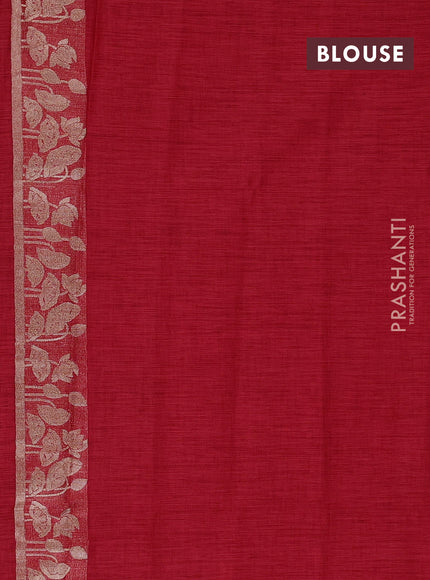 Red Semi Tussar Saree - Butta