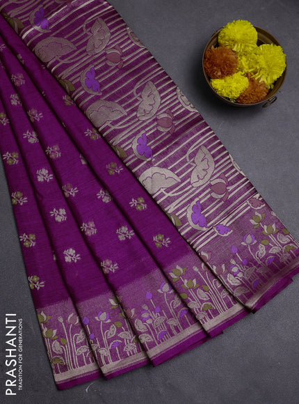 Purple Semi Tussar Saree - Butta
