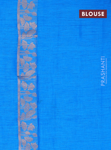 Blue Semi Tussar Saree - Butta