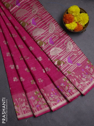 Pink Semi Tussar Saree - Butta