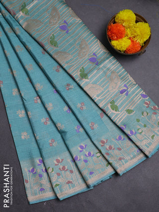 Pastel Blue Semi Tussar Saree - Butta