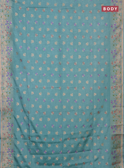 Pastel Blue Semi Tussar Saree - Butta