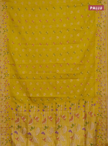 Yellow Semi Tussar Saree - Butta