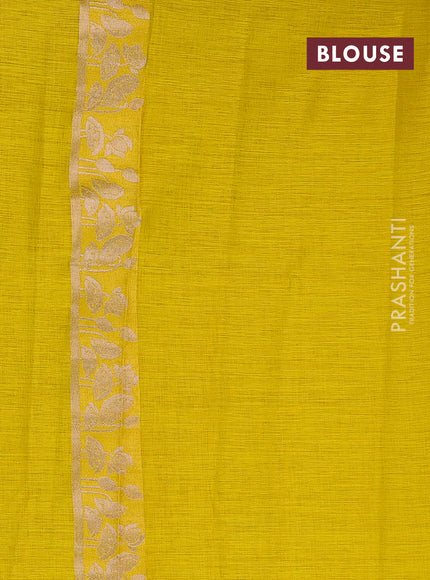 Yellow Semi Tussar Saree - Butta