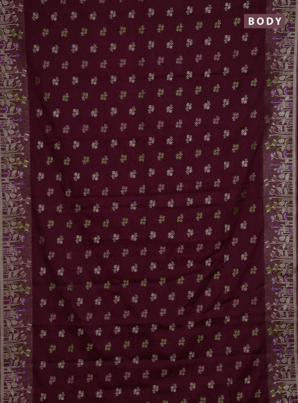 Wine Semi Tussar Saree - Butta