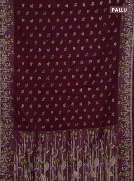 Wine Semi Tussar Saree - Butta