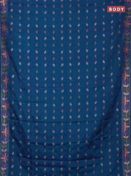 Cs Blue Semi Tussar Saree - Butta