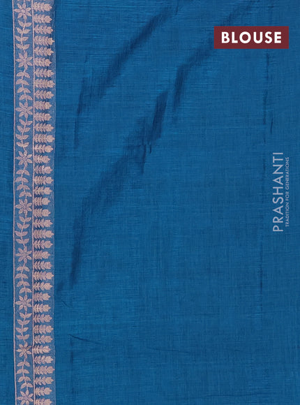 Cs Blue Semi Tussar Saree - Butta