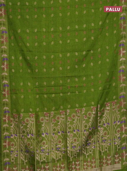 Green Semi Tussar Saree - Butta
