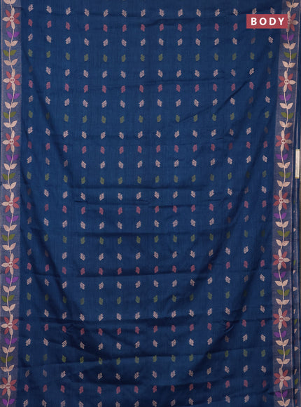 Blue Semi Tussar Saree - Butta