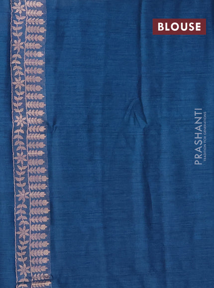 Blue Semi Tussar Saree - Butta