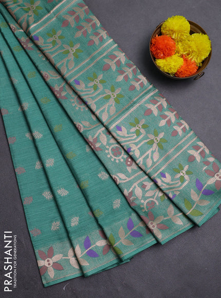 Pastel Green Semi Tussar Saree - Butta