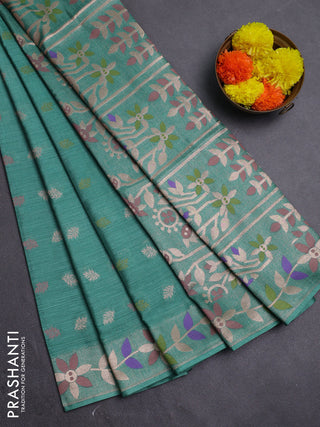Pastel Green Semi Tussar Saree - Butta