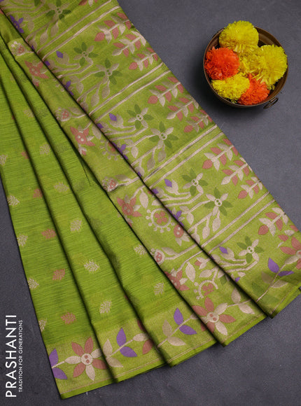 Light Green Semi Tussar Saree - Butta